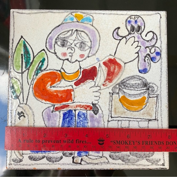 Vintage Giovanni De Simone Italian art tile. Mid Century Modern (MCM) - Picture 8 of 12